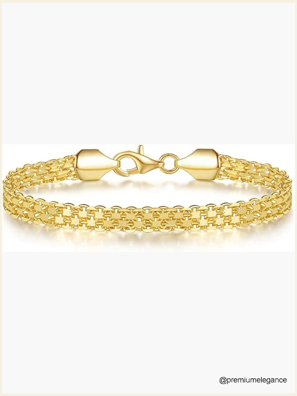 14K Gold Plated Mesh Chain Link Bracelet Dainty Stackable Non Tarnish Jewelry